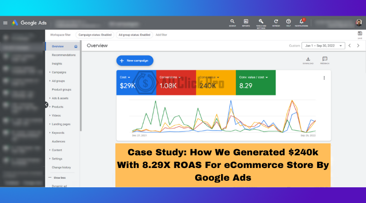 Case Study How We Generated $240k With 8.29X ROAS For eCommerce Store By Google Ads